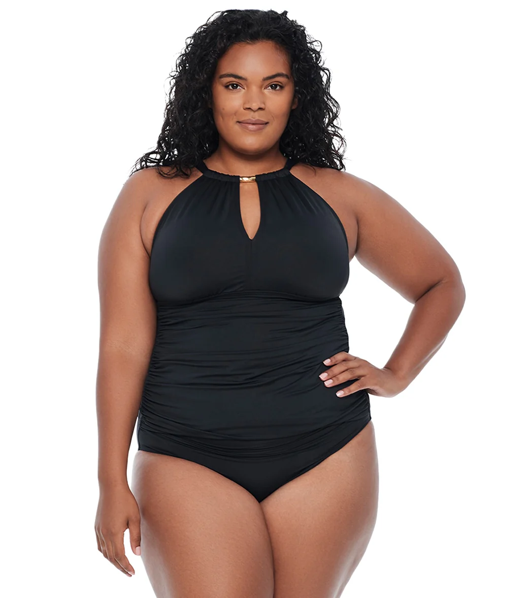 Lauren Ralph Lauren Women's Plus Size Beach Club High Neck Tankini Top - Image 9
