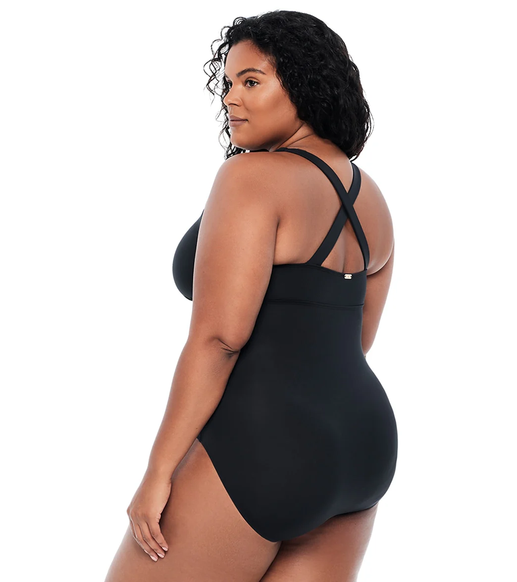 Lauren Ralph Lauren Women's Plus Size Beach Club Plunge One Piece Swimsuit - Image 2