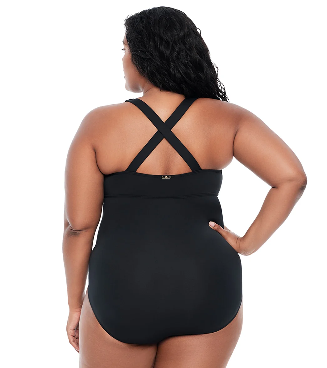 Lauren Ralph Lauren Women's Plus Size Beach Club Plunge One Piece Swimsuit - Image 3