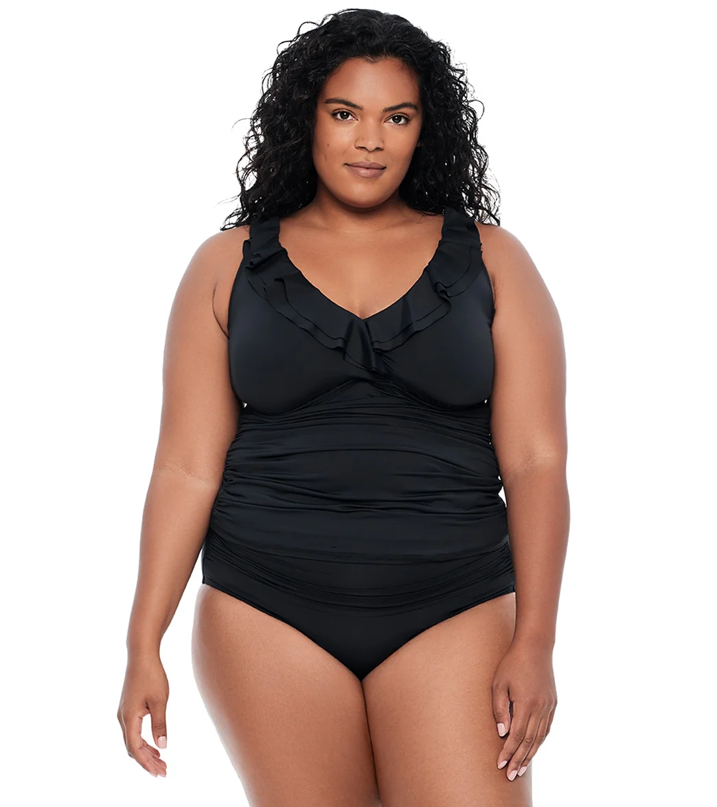 Lauren Ralph Lauren Women's Plus Size Beach Club Ruffle Tankini Top - Image 9