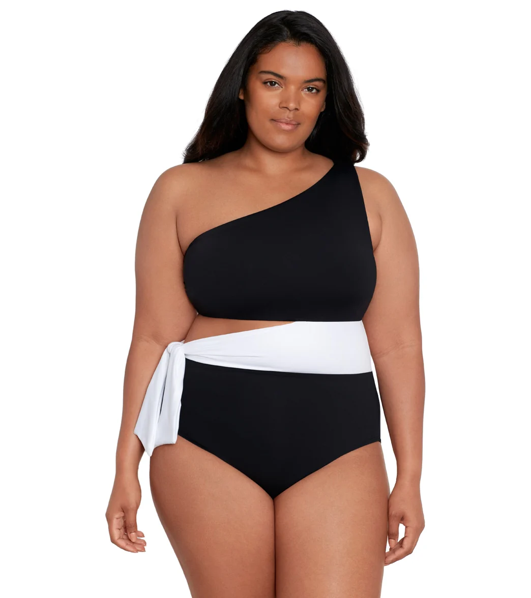 Lauren Ralph Lauren Women's Plus Size Bel Air Cut Out One Shoulder One Piece Swimsuit - Image 2