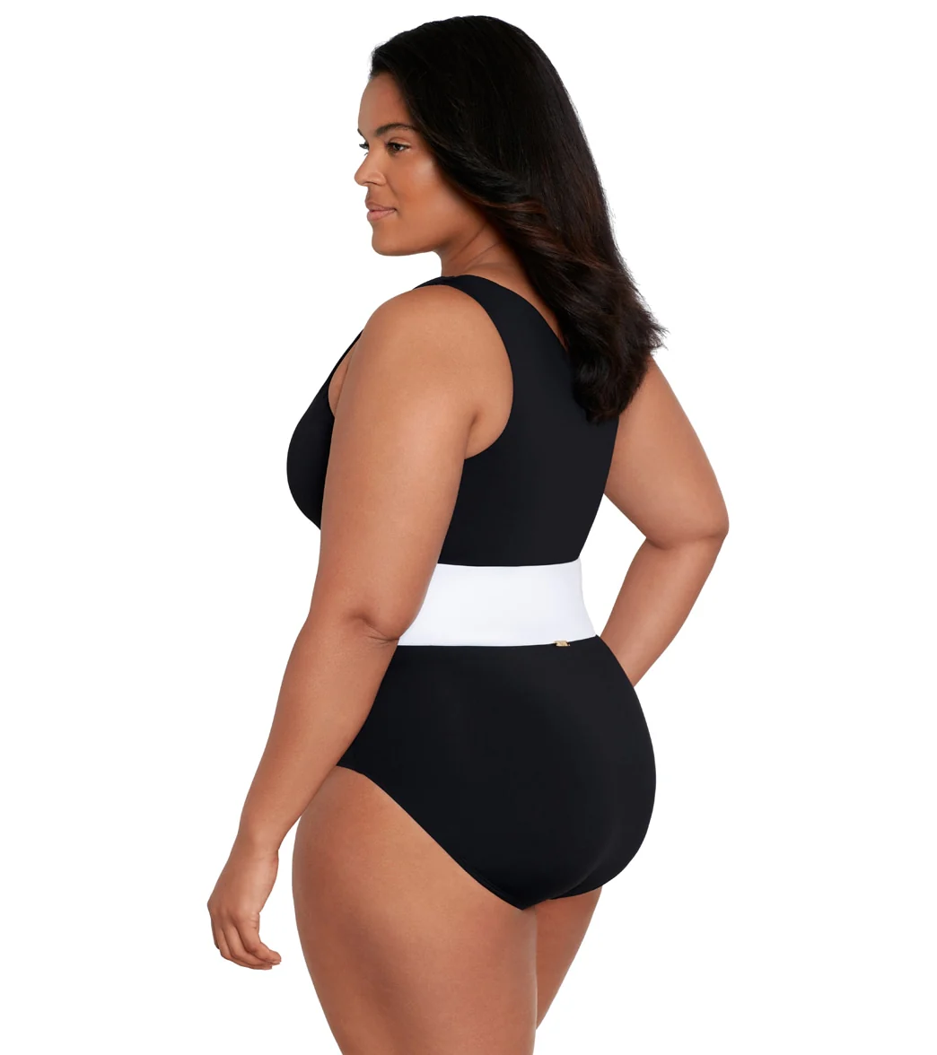 Lauren Ralph Lauren Women's Plus Size Bel Air Cut Out One Shoulder One Piece Swimsuit - Image 3