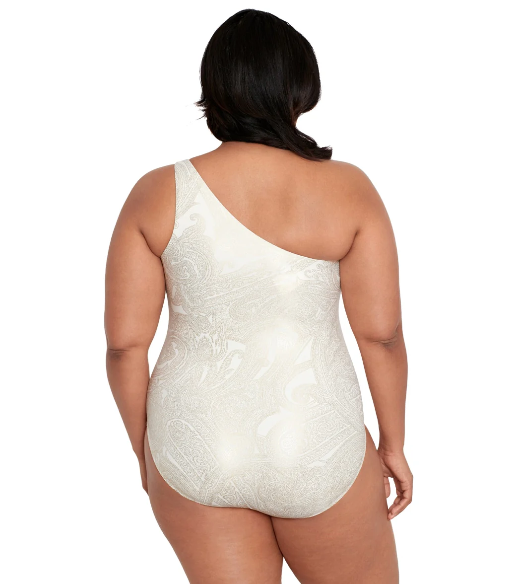 Lauren Ralph Lauren Women's Plus Size Luxury Paisley One Shoulder One Piece Swimsuit - Image 3