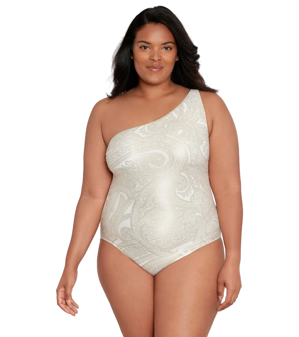Lauren Ralph Lauren Women's Plus Size Luxury Paisley One Shoulder One Piece Swimsuit - Image 6