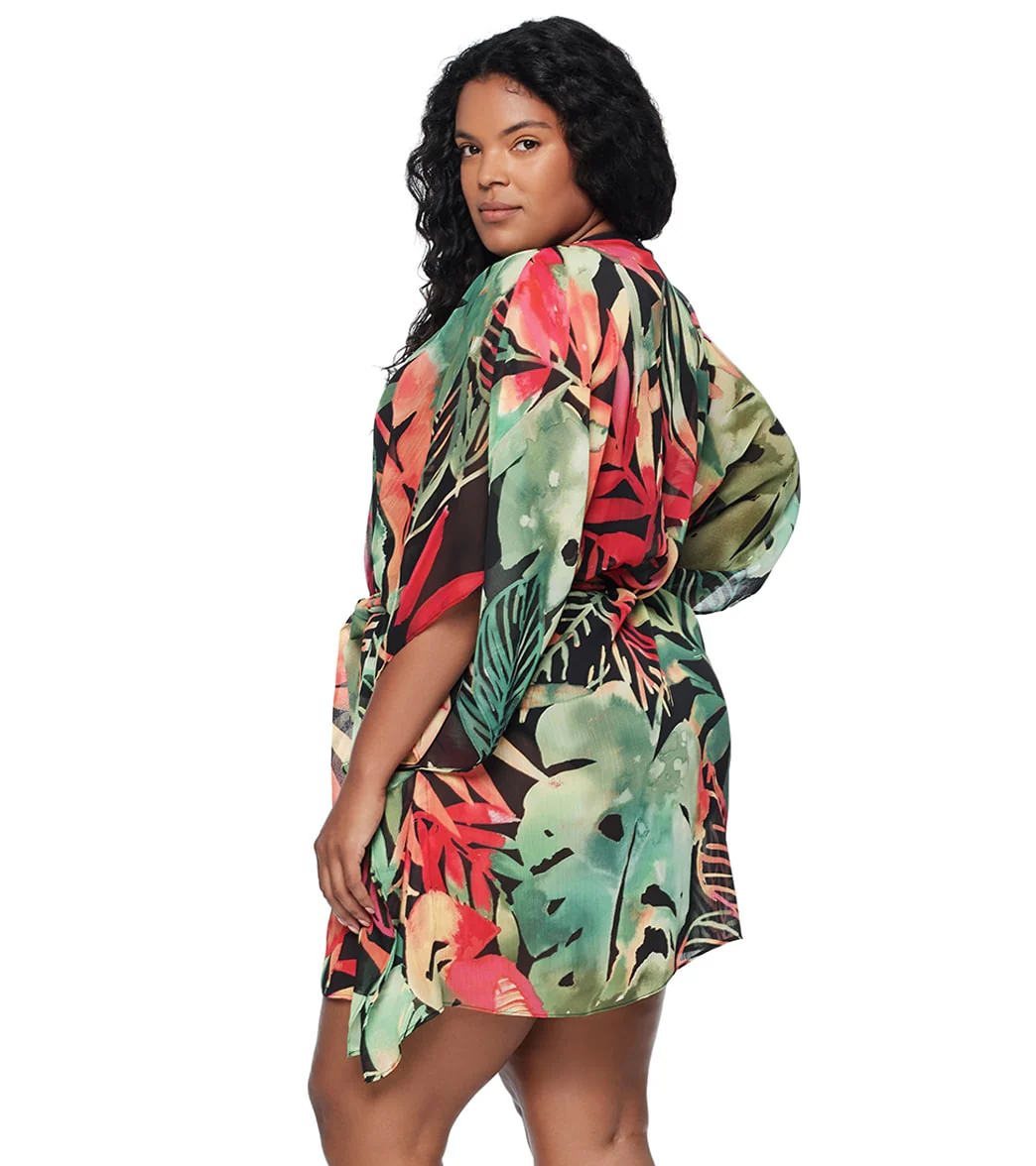 Lauren Ralph Lauren Women's Plus Size Midnight Tropical Belted Poncho - Image 2