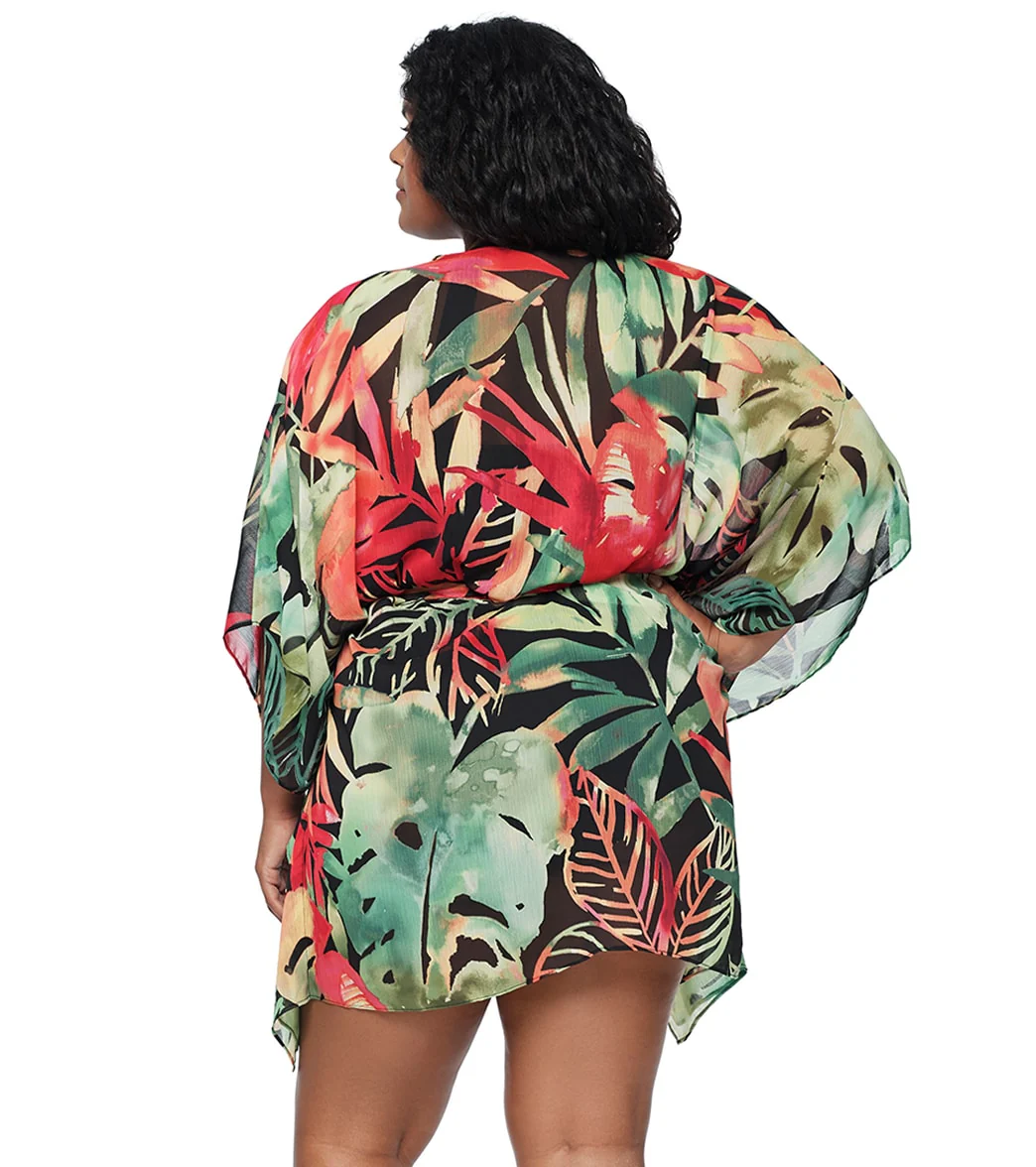 Lauren Ralph Lauren Women's Plus Size Midnight Tropical Belted Poncho - Image 3
