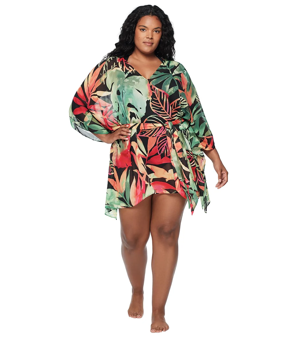 Lauren Ralph Lauren Women's Plus Size Midnight Tropical Belted Poncho - Image 4