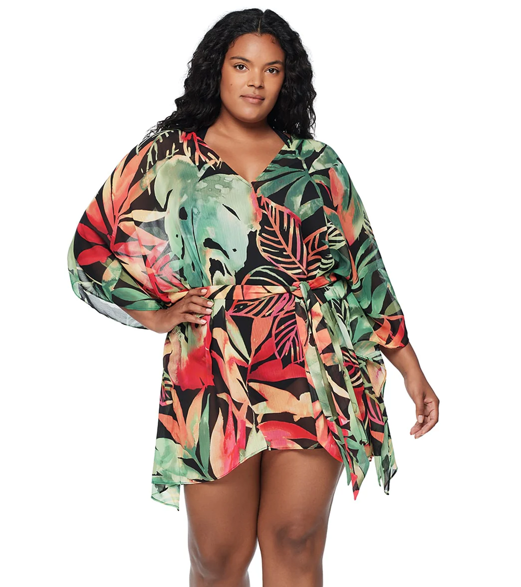 Lauren Ralph Lauren Women's Plus Size Midnight Tropical Belted Poncho - Image 6