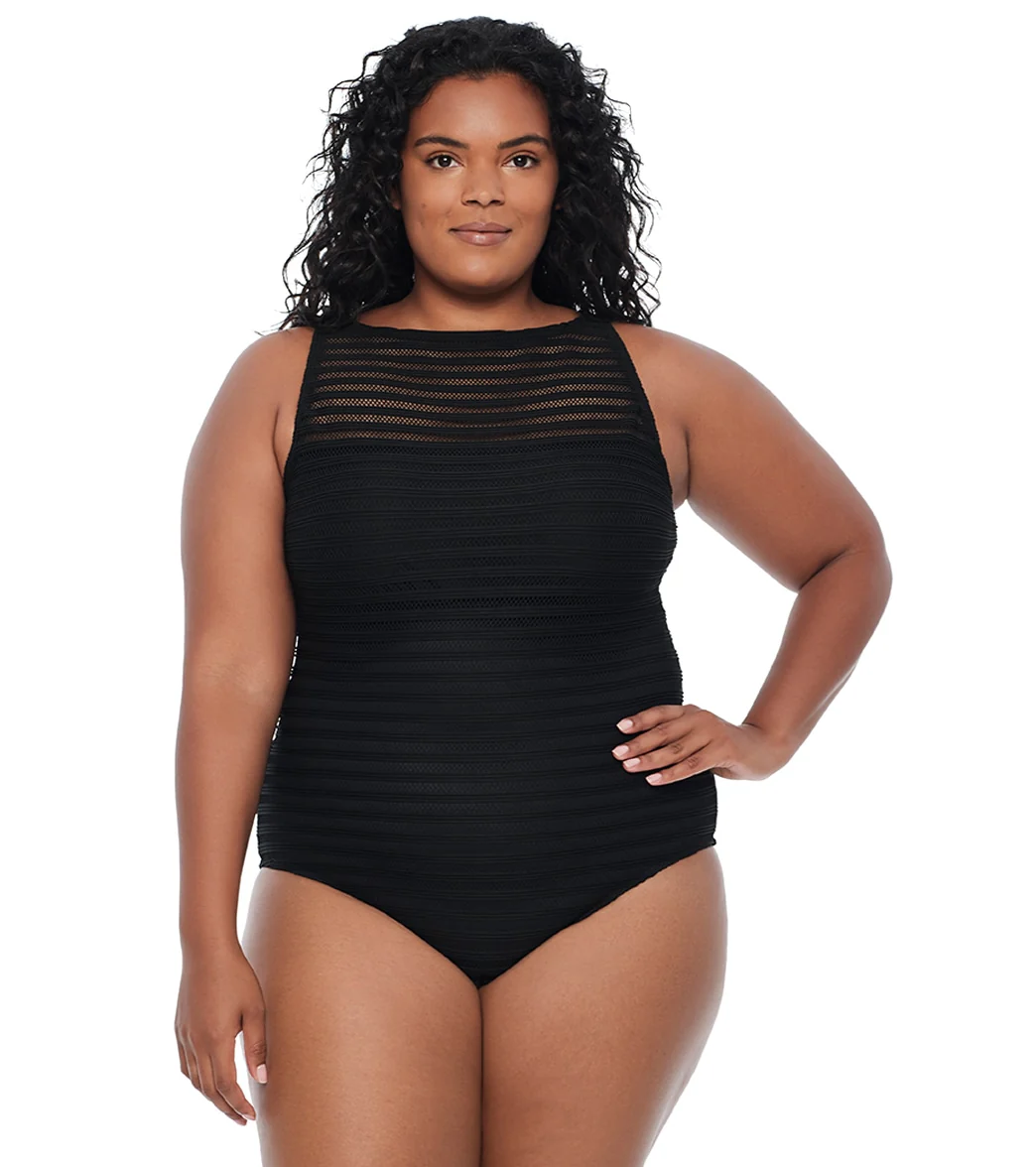 Lauren Ralph Lauren Women's Plus Size Ottoman Boatneck One Piece Swimsuit - Image 2