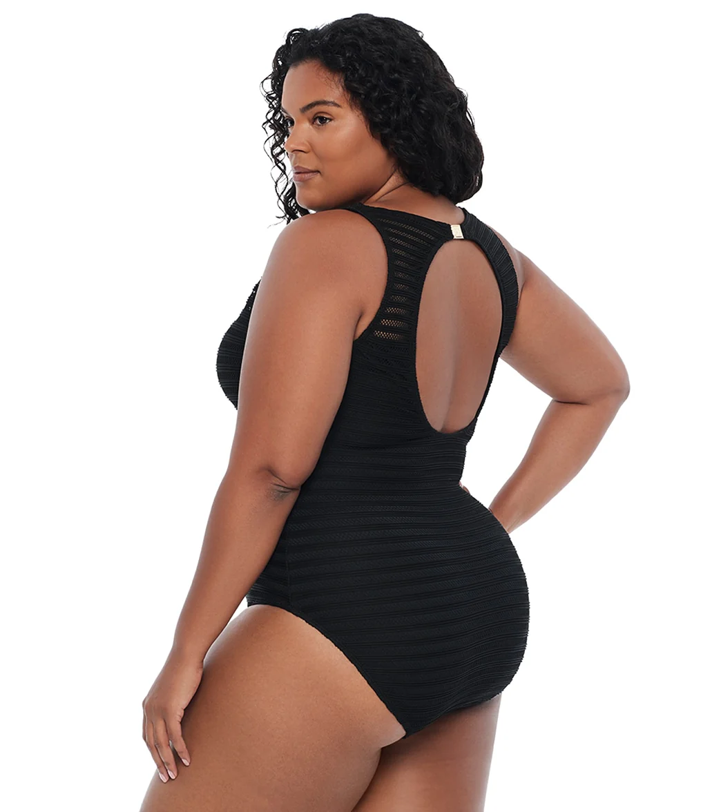 Lauren Ralph Lauren Women's Plus Size Ottoman Boatneck One Piece Swimsuit - Image 3