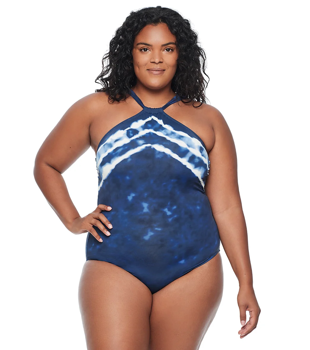 Lauren Ralph Lauren Women's Plus Size Shoreline Stripe High Neck One Piece Swimsuit - Image 5