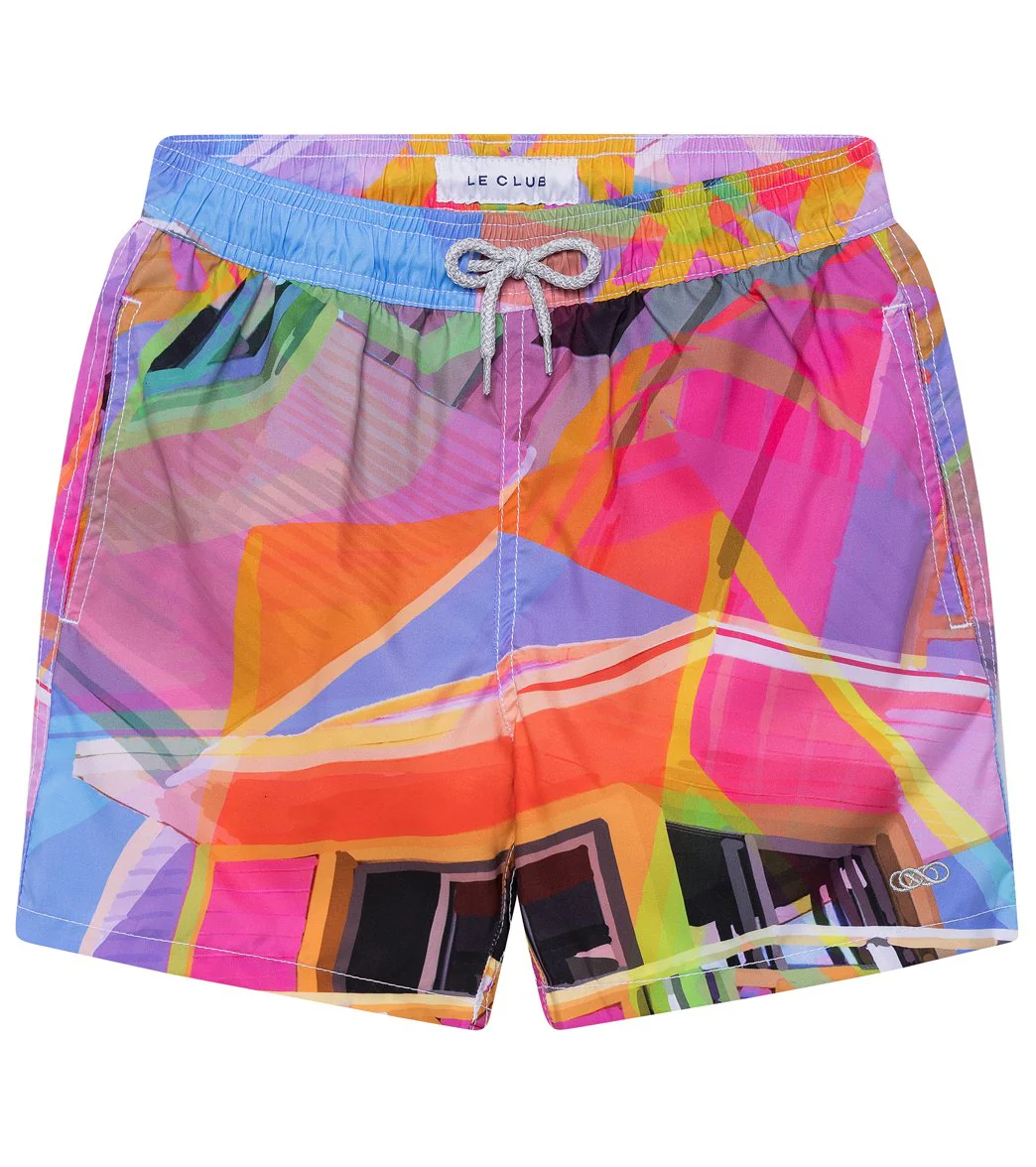 LE CLUB Boys' Miami Beach Tower 2 Swim Trunks (Toddler, Little Kid, Big Kid)