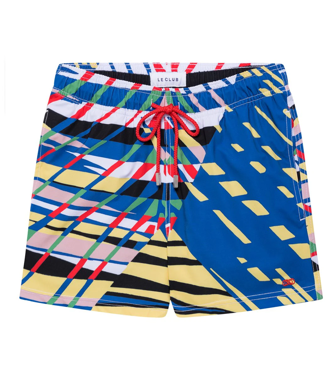 LE CLUB Men's Linear Short Stretch Swim Trunks - Image 5