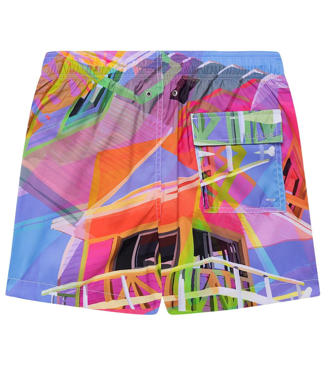 LE CLUB Men's Miami Beach Tower 2 Swim Trunks - Image 2