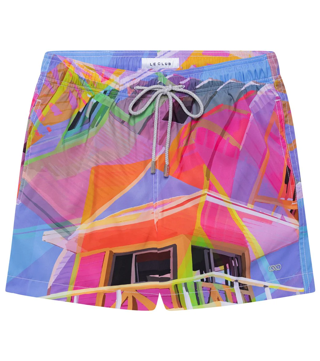 LE CLUB Men's Miami Beach Tower 2 Swim Trunks - Image 5
