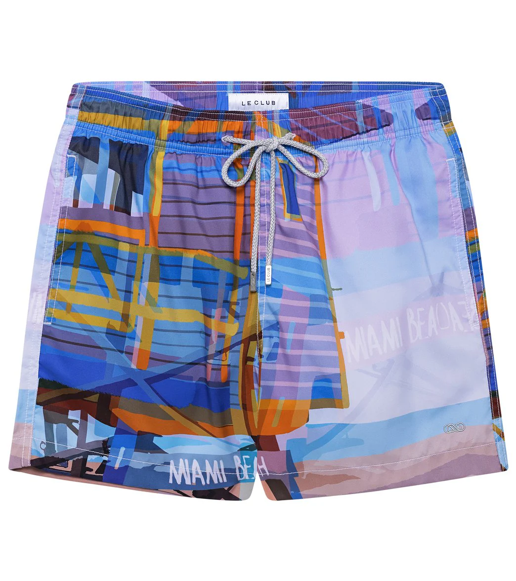 LE CLUB Men's Miami Beach Tower 3 Swim Trunks