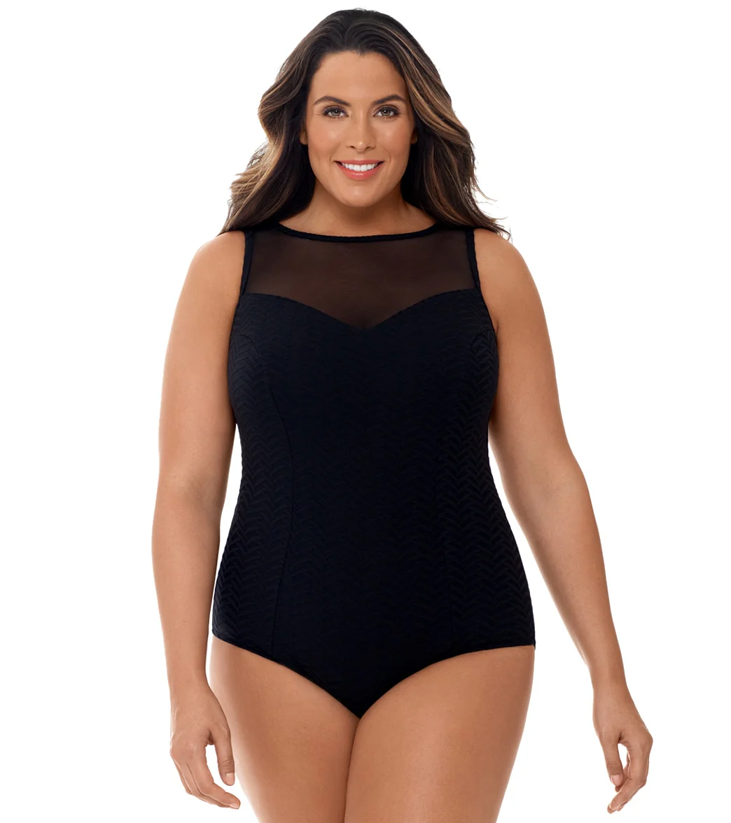 Longitude Plus Size Half Moon Sweetheart High Neck One Piece Swimsuit - Image 5
