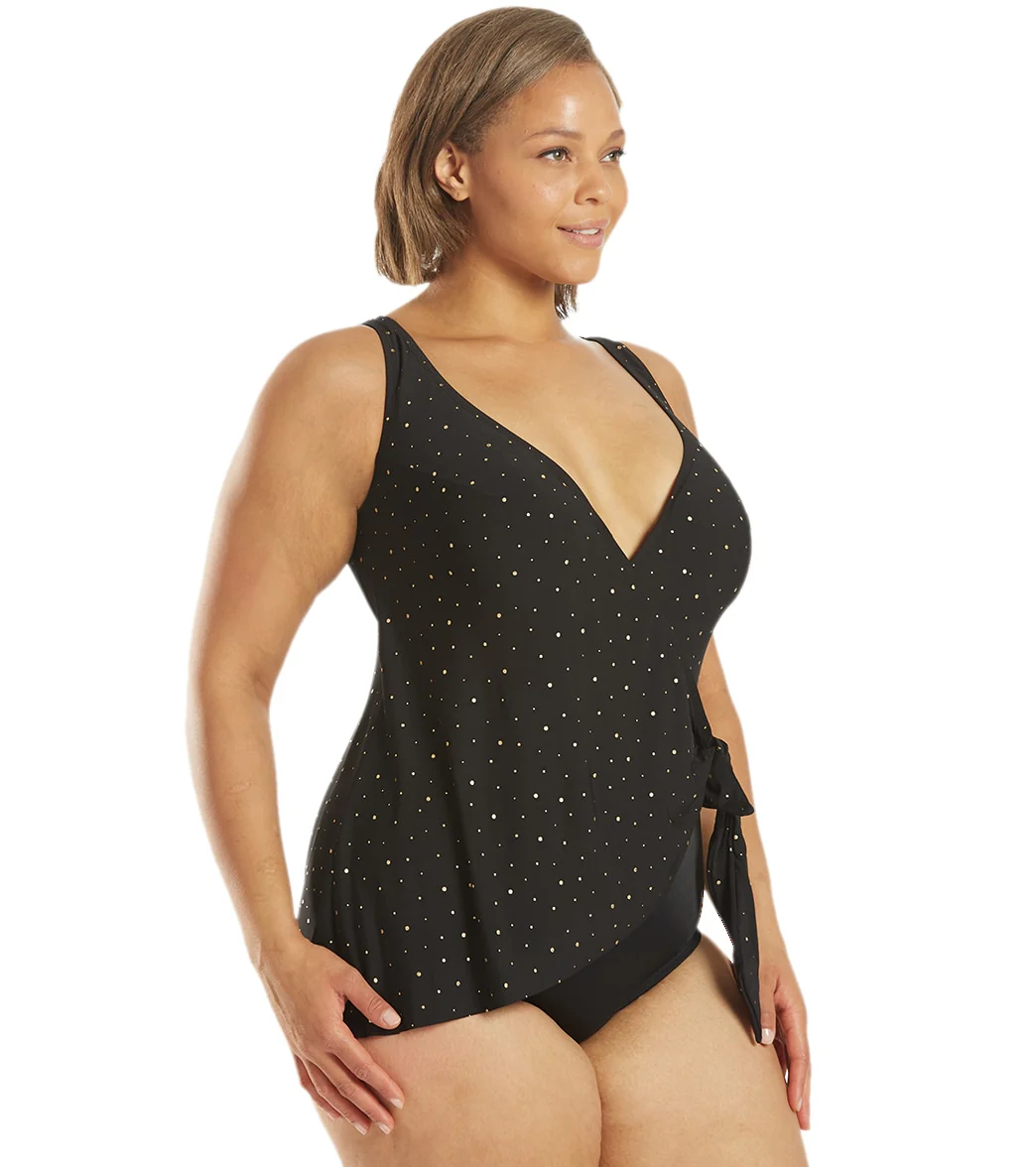 Longitude Plus Size Twinkle Twinkle Wrap Surplice One Piece Swimsuit - Image 2