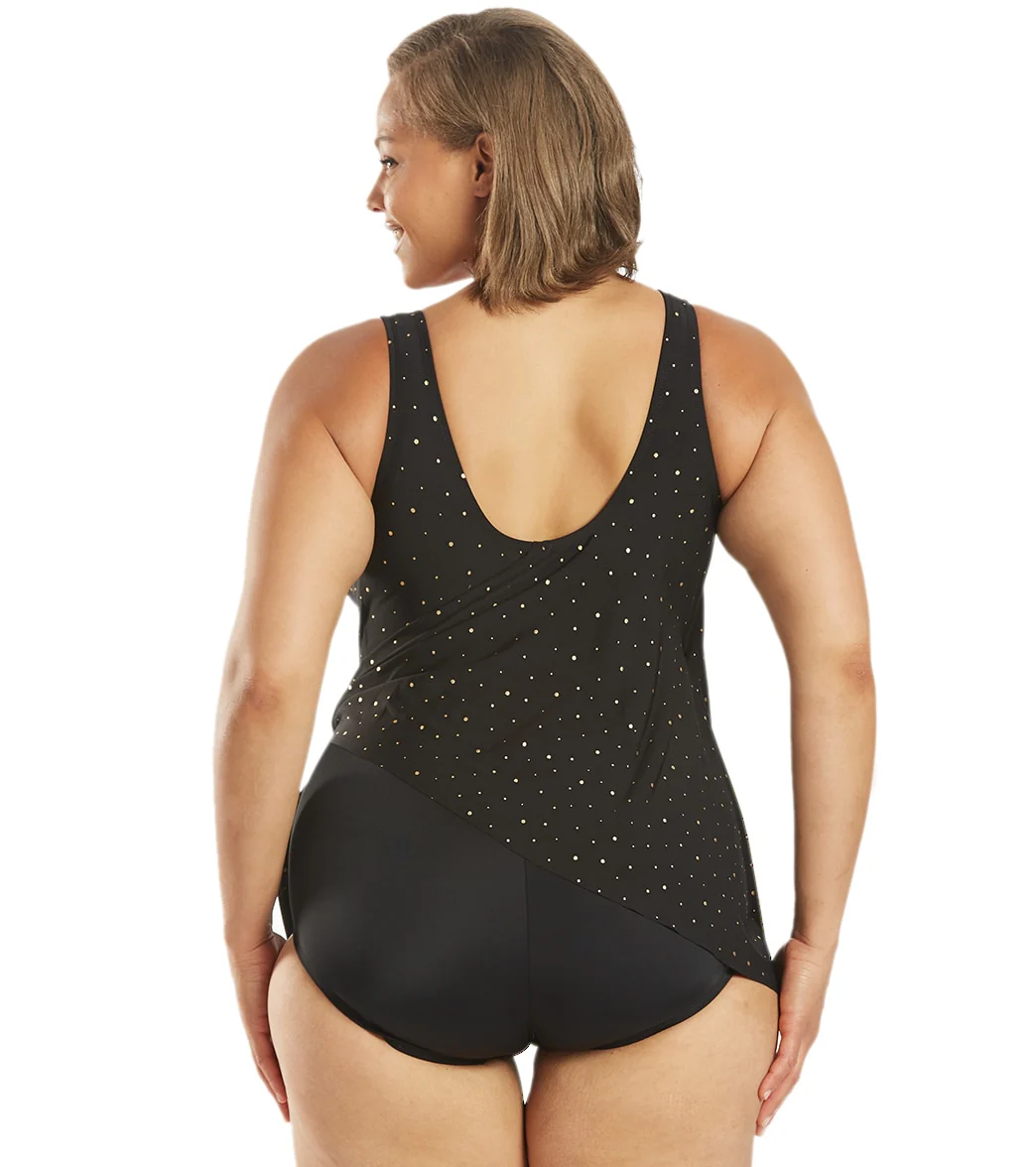Longitude Plus Size Twinkle Twinkle Wrap Surplice One Piece Swimsuit - Image 3
