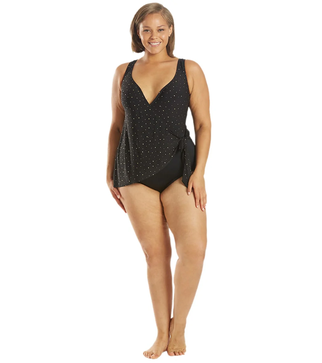 Longitude Plus Size Twinkle Twinkle Wrap Surplice One Piece Swimsuit - Image 4