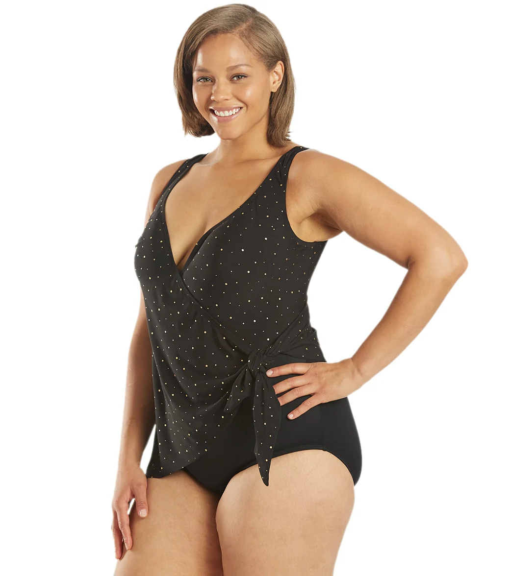 Longitude Plus Size Twinkle Twinkle Wrap Surplice One Piece Swimsuit - Image 5
