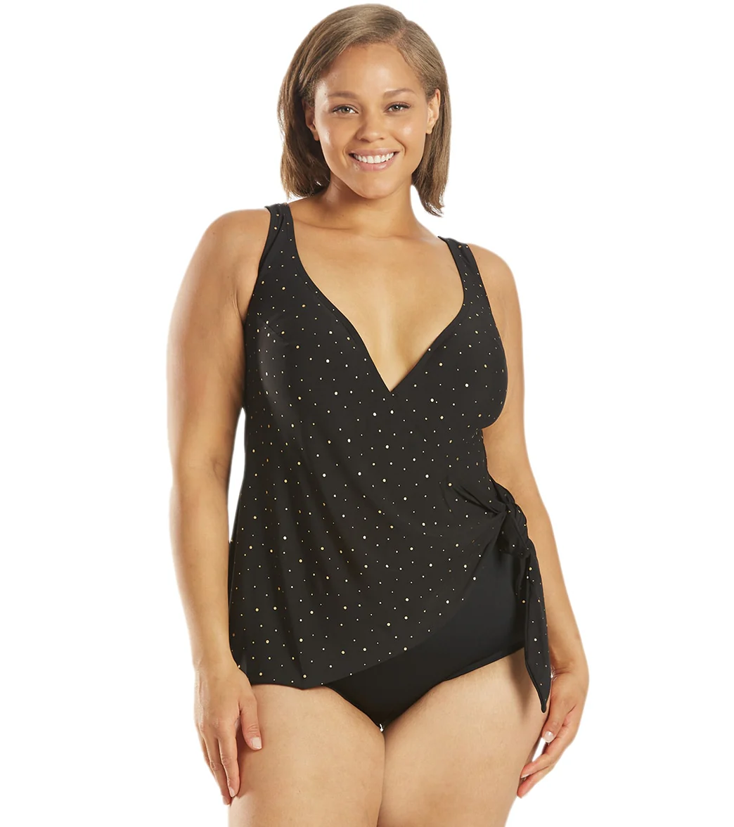Longitude Plus Size Twinkle Twinkle Wrap Surplice One Piece Swimsuit - Image 7