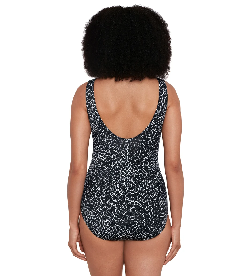 Longitude Women's Animal Lover Panel Scoopback High Neck Long Torso One Piece Swimsuit - Image 3