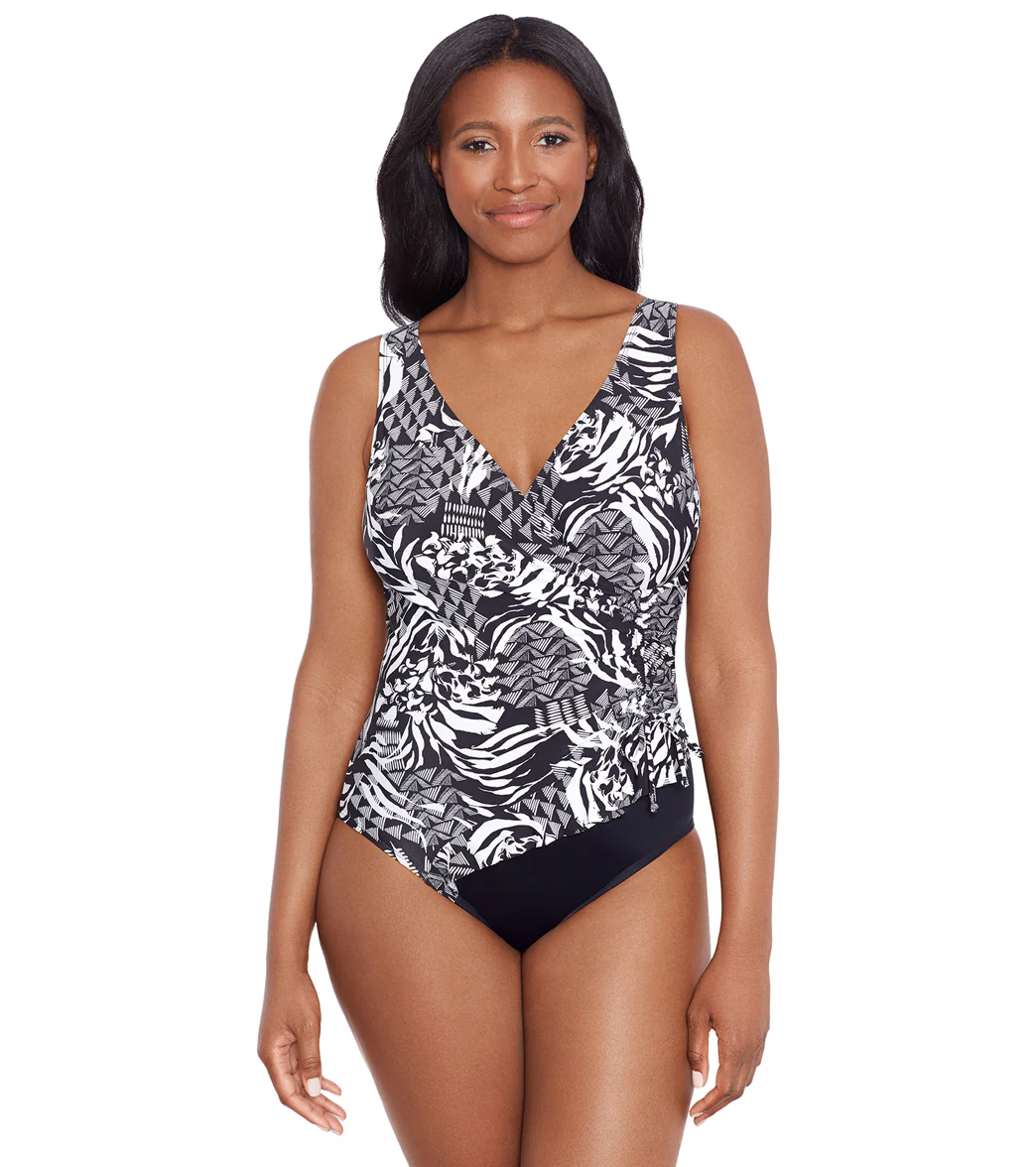 Longitude Women's Azteca Ruffle Surplice Long Torso One Piece Swimsuit - Image 7