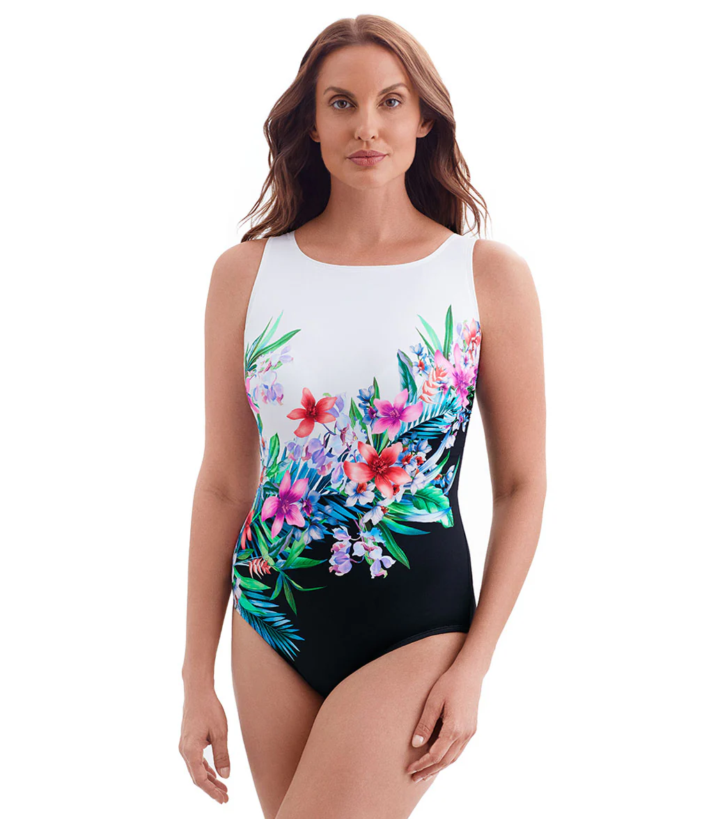 Longitude Women's Bora Bora Panel Scoopback High Neck Long Torso One Piece Swimsuit - Image 8
