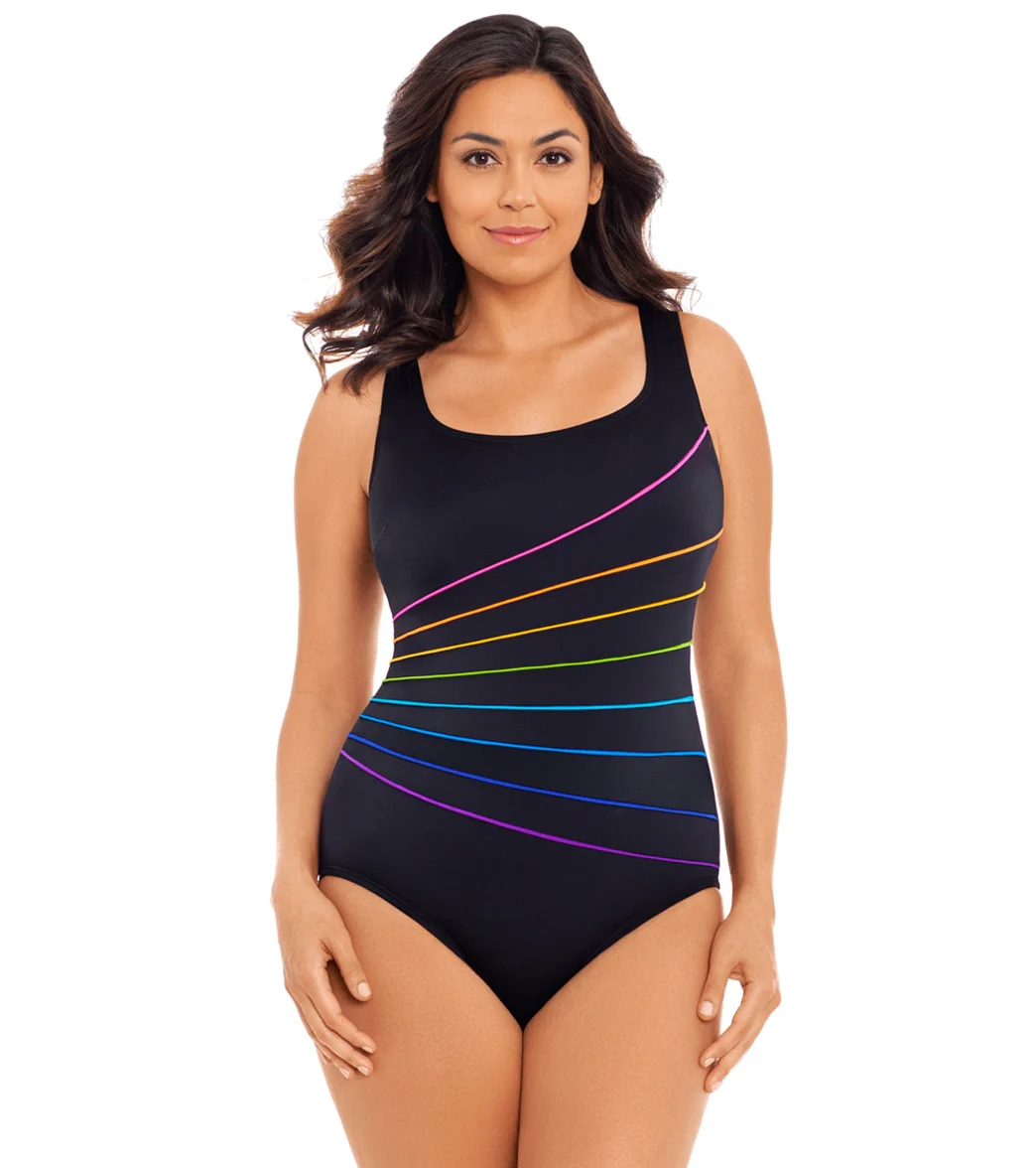 Longitude Women's Color Me Gorgeous 8 Piping Fan Tank One Piece Swimsuit - Image 4