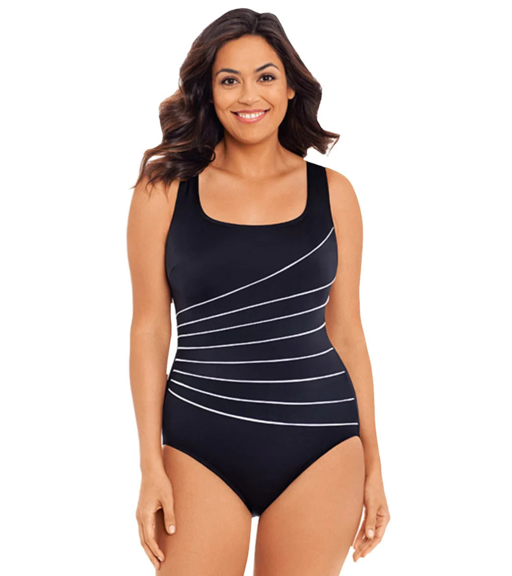 Longitude Women's Color Me Gorgeous 8 Piping Fan Tank One Piece Swimsuit - Image 8