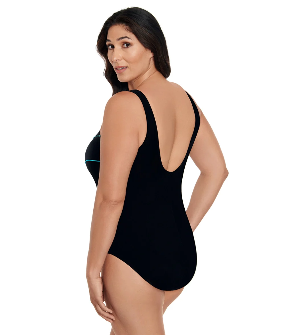 Longitude Women's Colorblock Piped Fan One Piece Swimsuit - Image 13