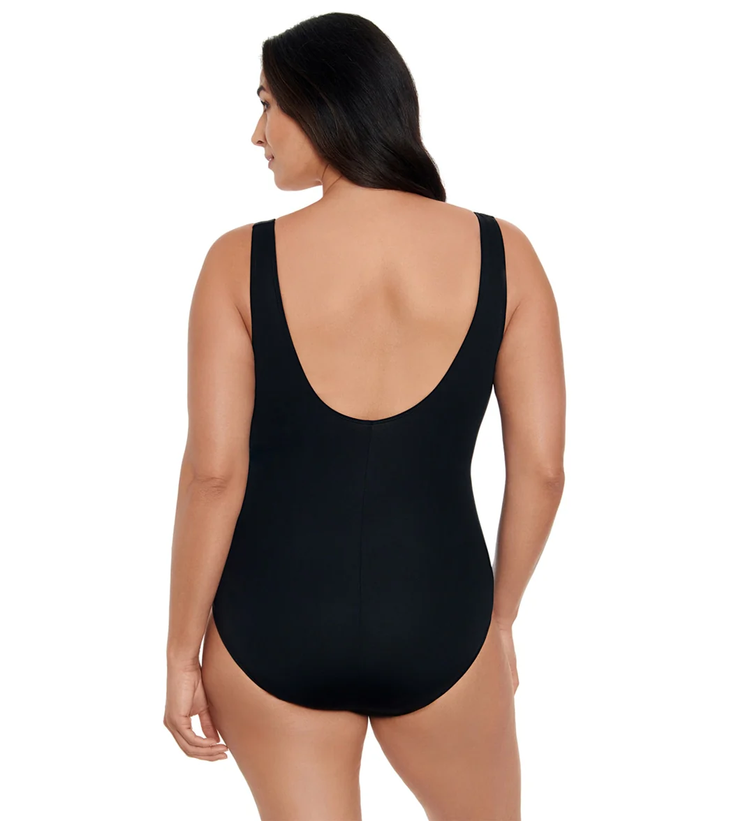 Longitude Women's Colorblock Piped Fan One Piece Swimsuit - Image 14