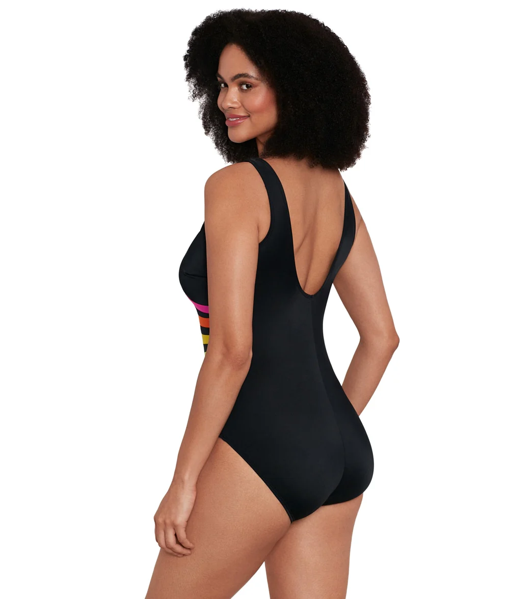 Longitude Women's Fan Club Fan Tank Long Torso One Piece Swimsuit - Image 2