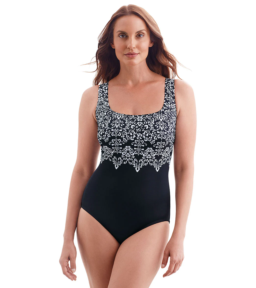 Longitude Women's Garland Edge Double X Back Tank Long Torso One Piece Swimsuit - Image 5