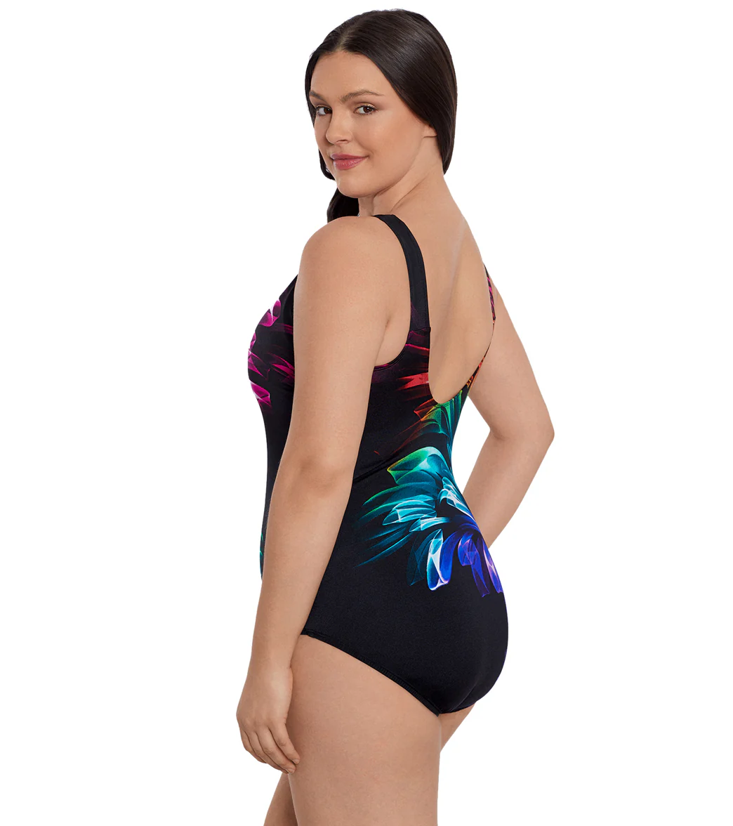 Longitude Women's Hard Candy Panel Scoopback High Neck One Piece Swimsuit - Image 2