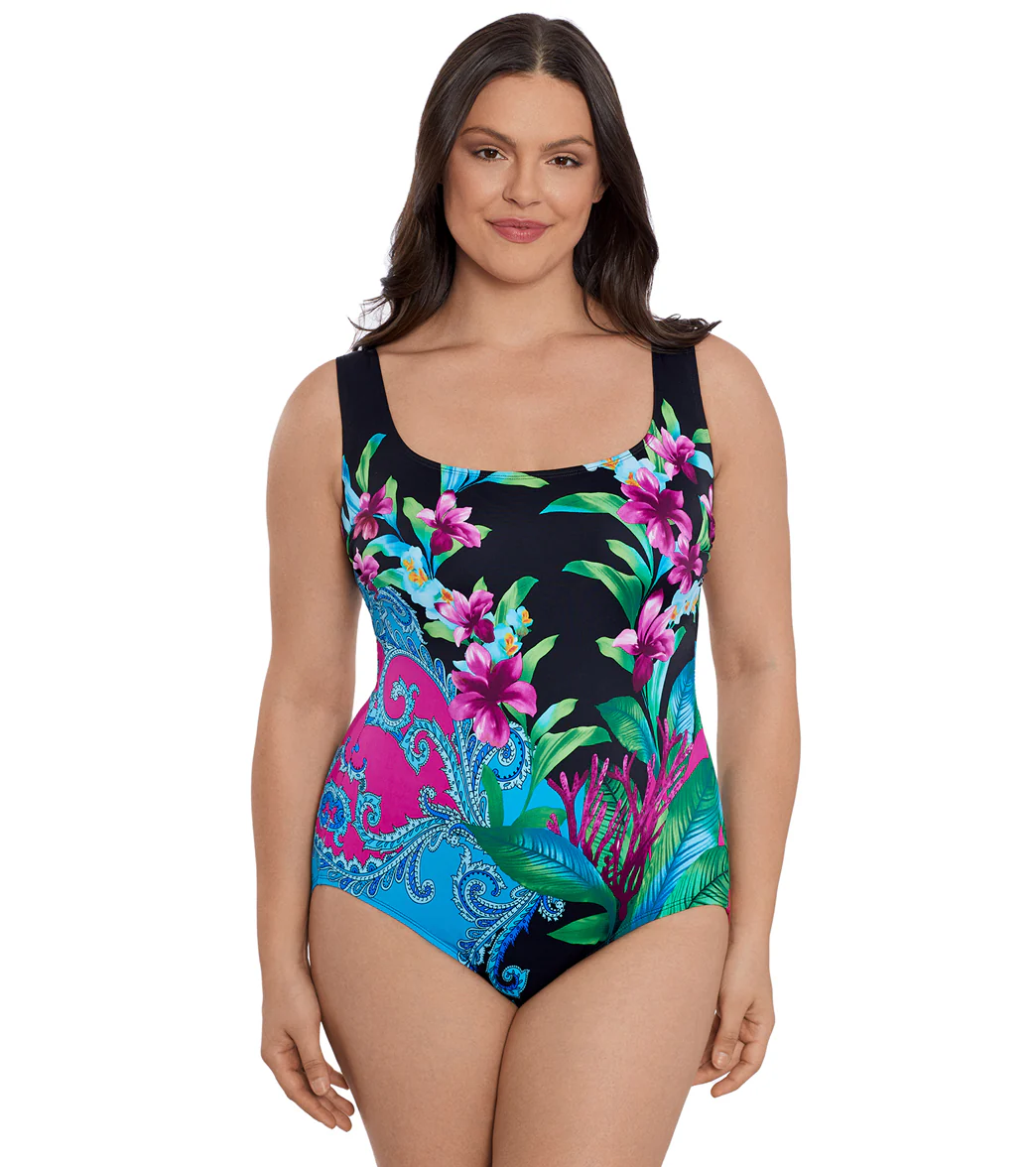 Longitude Women's Hidden Wild Panel Scoopneck Tankv One Piece Swimsuit - Image 7