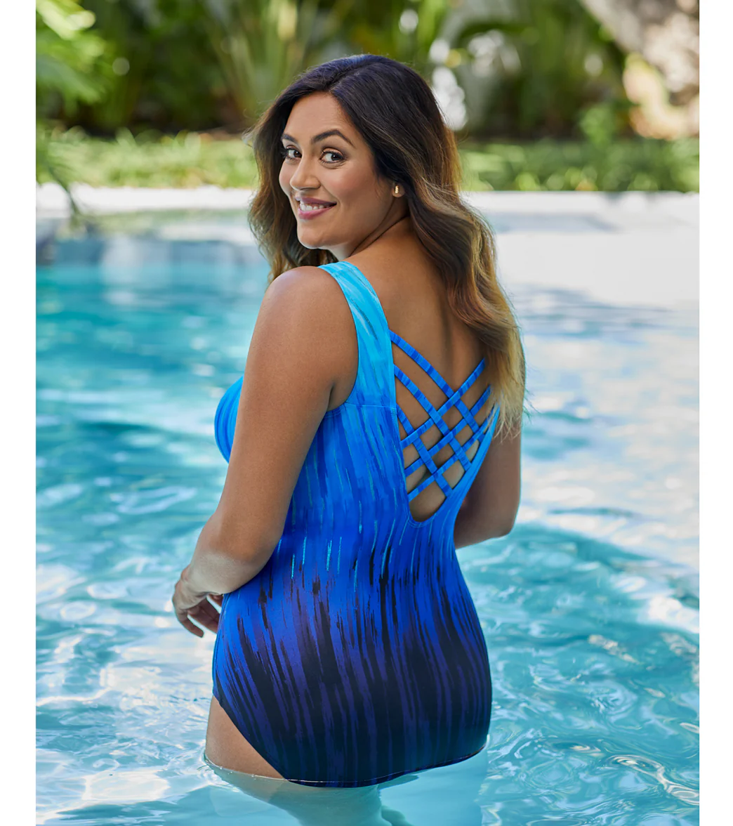 Longitude Women's High Energy Triple Cross Back Back Tank One Piece Swimsuit - Image 6