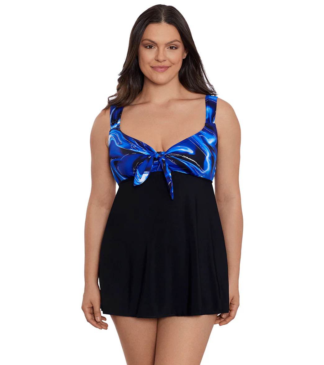 Longitude Women's Infinite Shine Tie Front Long Torso Swim Dress - Image 5