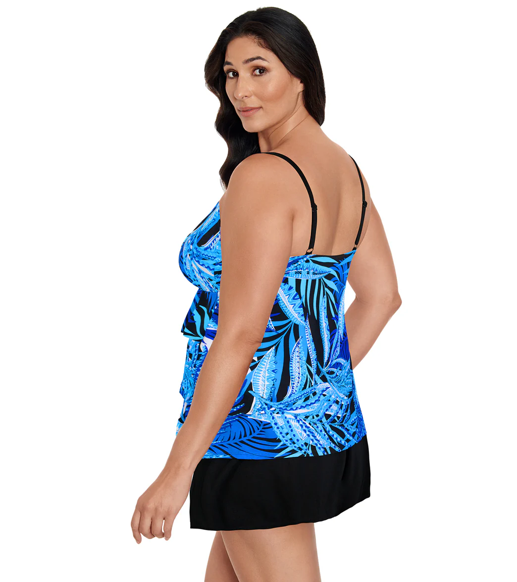 Longitude Women's Jungle Boogie Ruffle Faux Skirtini Long One Piece Swimsuit - Image 2