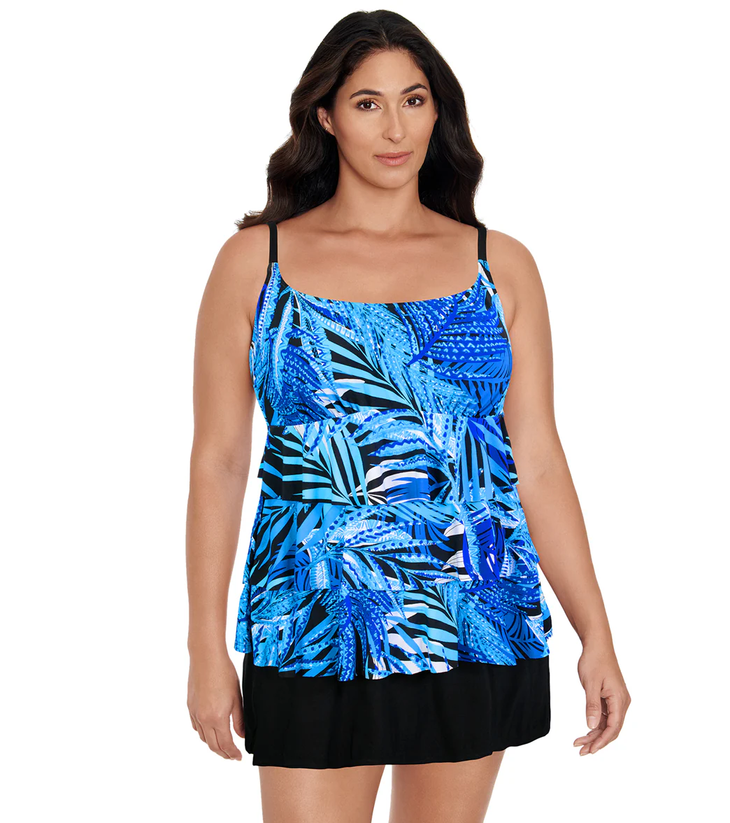 Longitude Women's Jungle Boogie Ruffle Faux Skirtini Long One Piece Swimsuit - Image 5