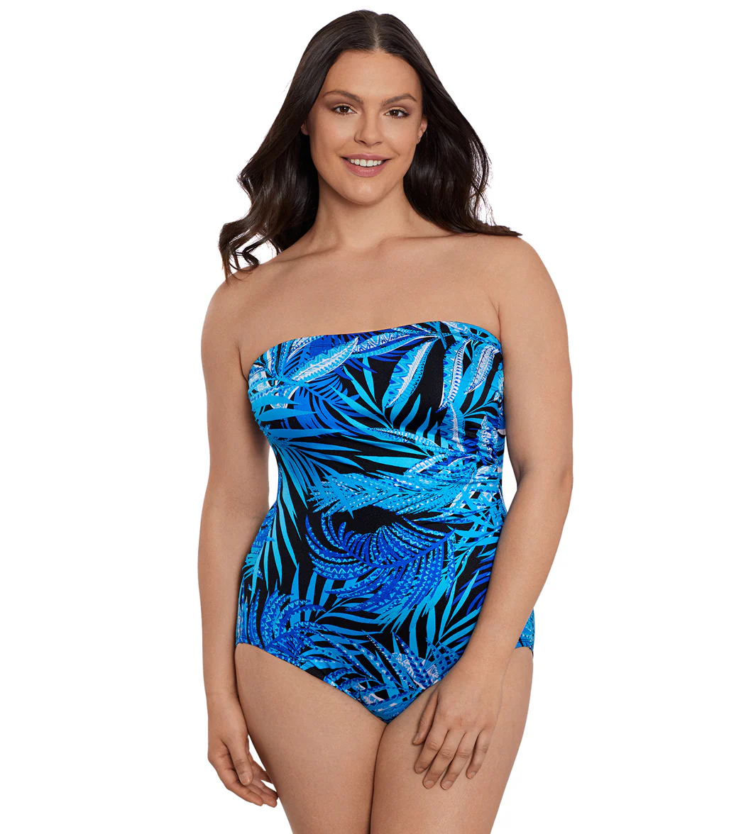 Longitude Women's Jungle Boogie Side Shirred Bandeau Long Torso One Piece Swimsuit - Image 4