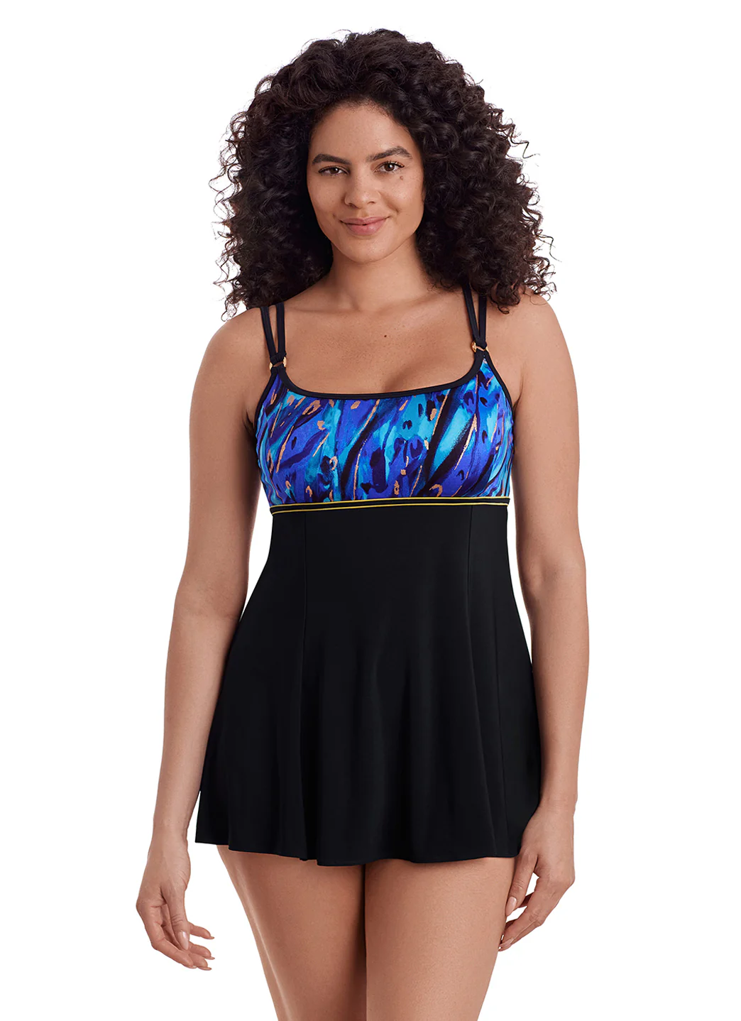 Longitude Women's Long Torso Gilded Panthera Empire Princess Seam Swim Dress - Image 7