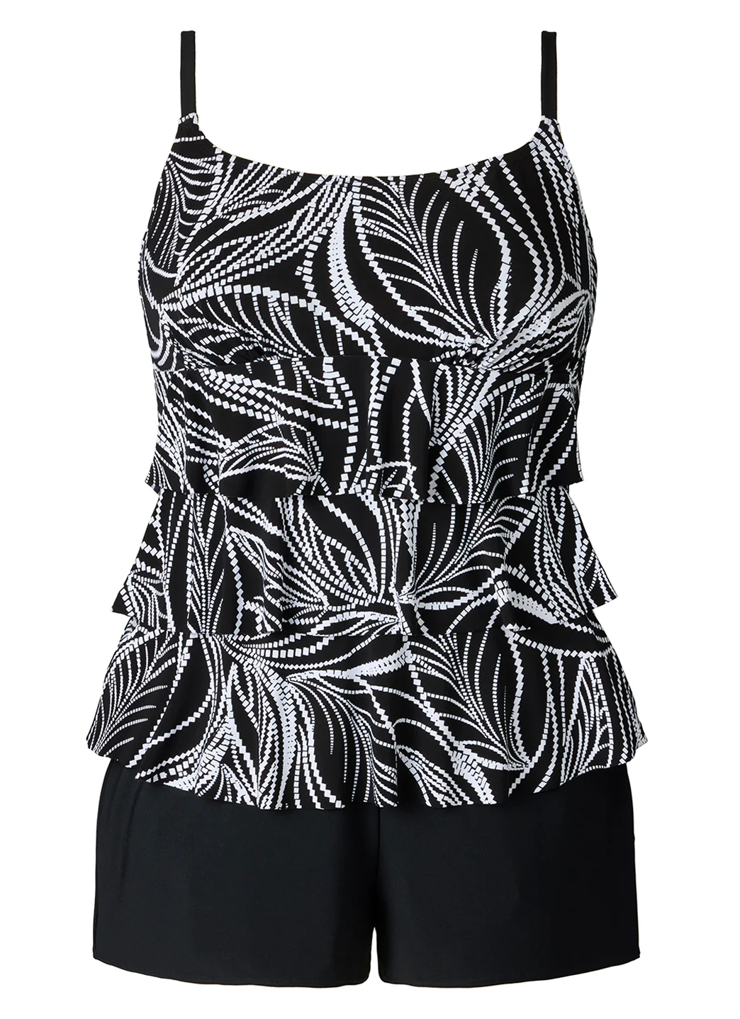 Longitude Women's Long Torso Night Fern Faux Ruffle Shortini One Piece Swimsuit - Image 6