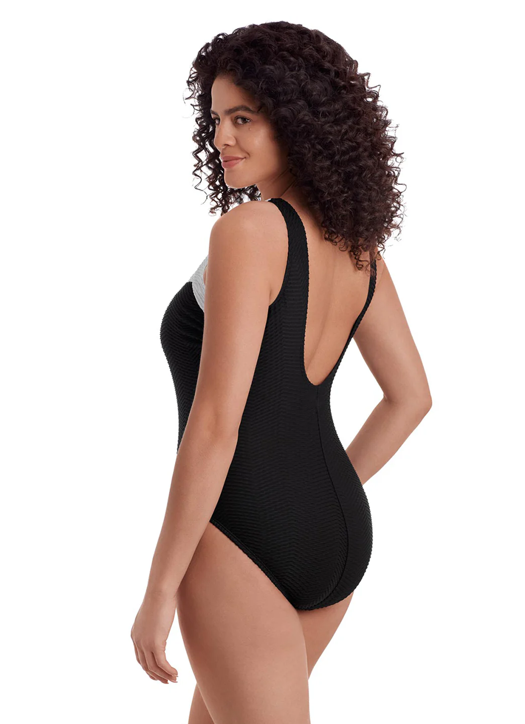 Longitude Women's Long Torso Texture Luxe Sweetheart Tank One Piece Swimsuit - Image 3