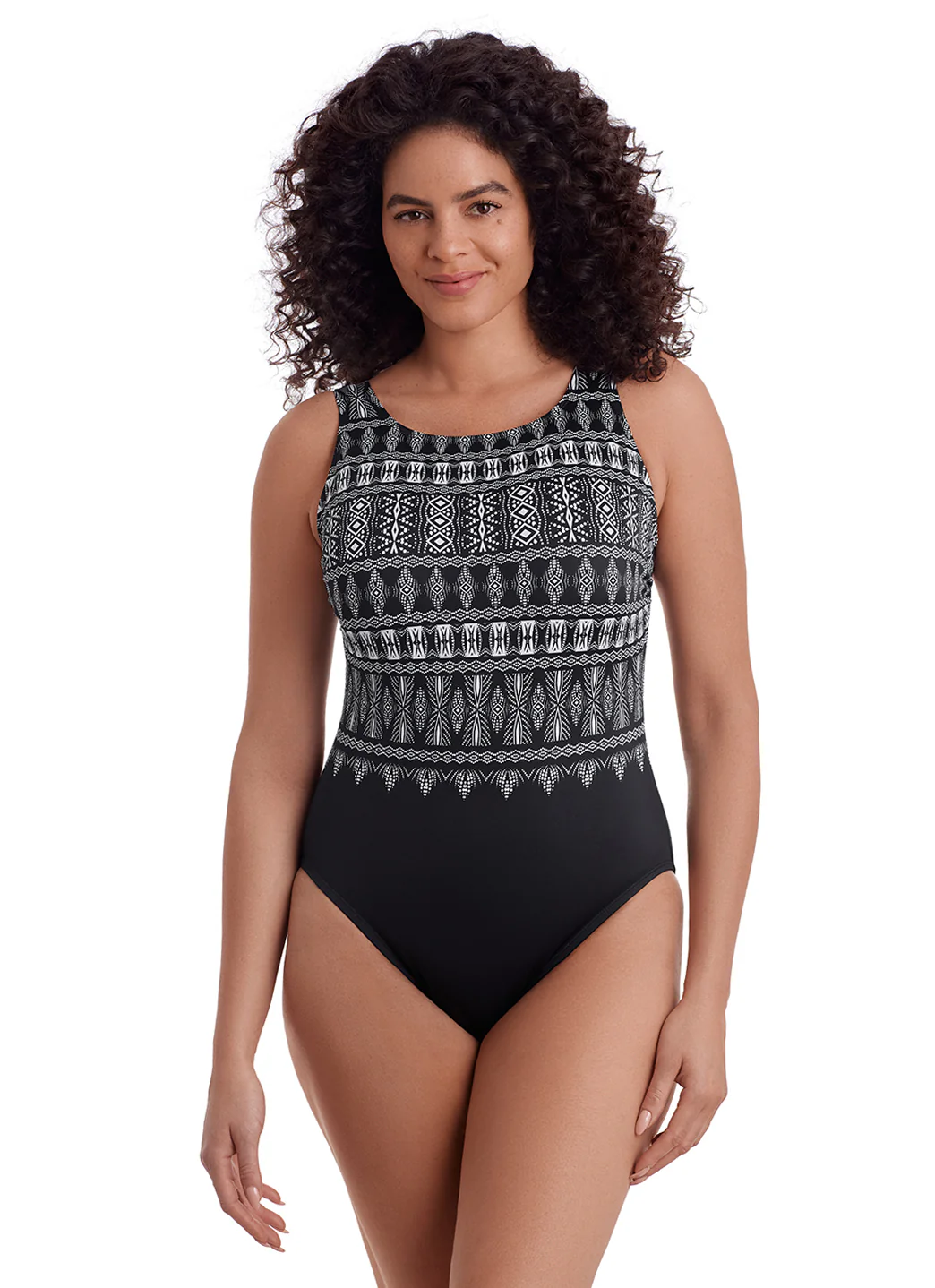 Longitude Women's Long Torso Tribal Nights Scoopback High Neck One Piece Swimsuit - Image 2