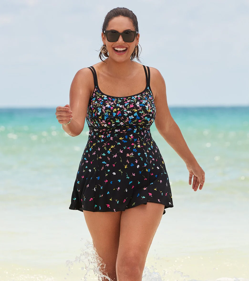Longitude Women's Mucacha Floral Empire Princess Seam Long Torso Swim Dress - Image 4