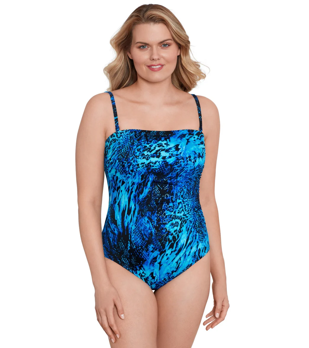 Longitude Women's Natural Riches Side Shirred Bandeau Long Torso One Piece Swimsuit - Image 4