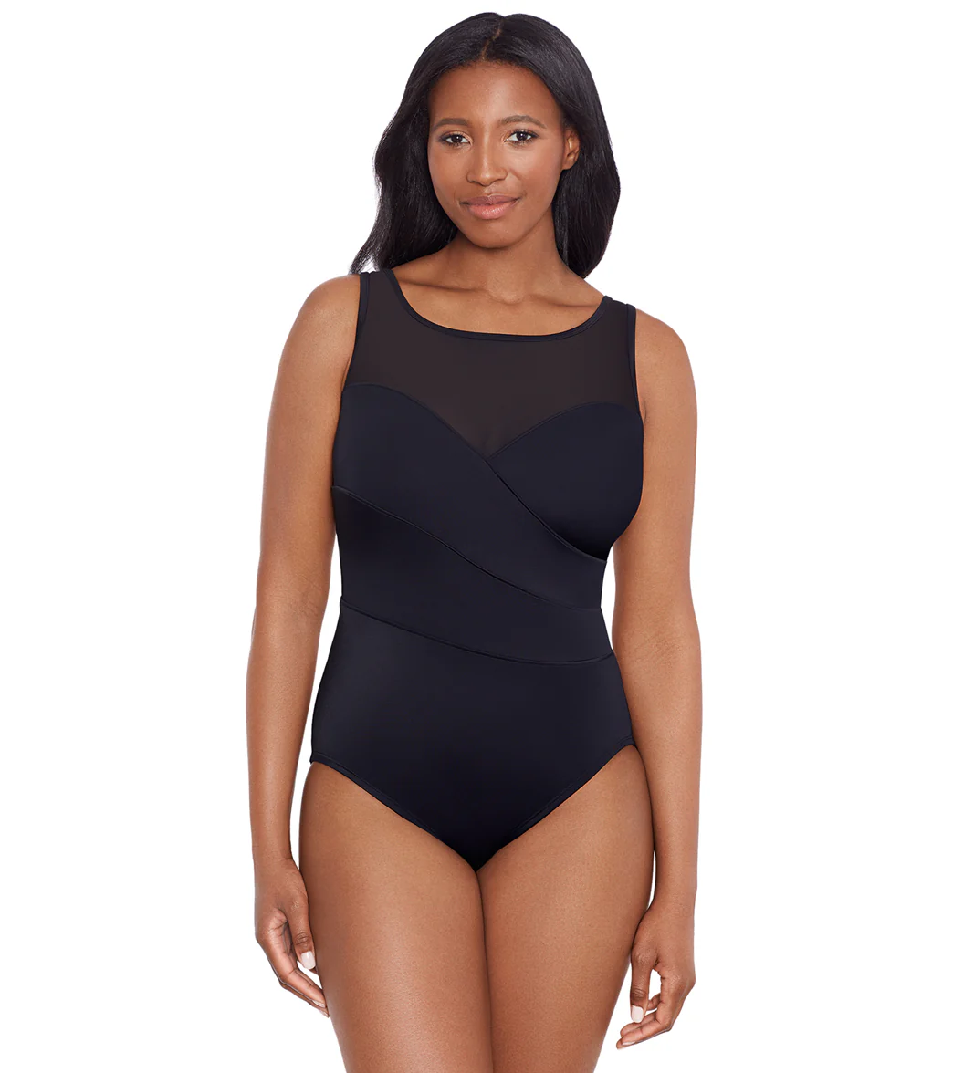 Longitude Women's Night Gala Mesh High Neck Long Torso One Piece Swimsuit - Image 9