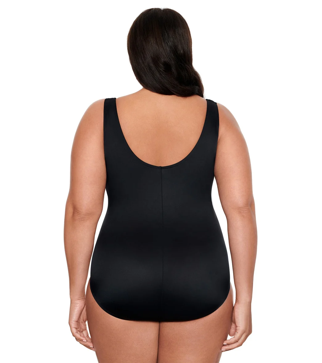 Longitude Women's Plus Size Private Party Tassel Ring Surplice One Piece Swimsuit - Image 2